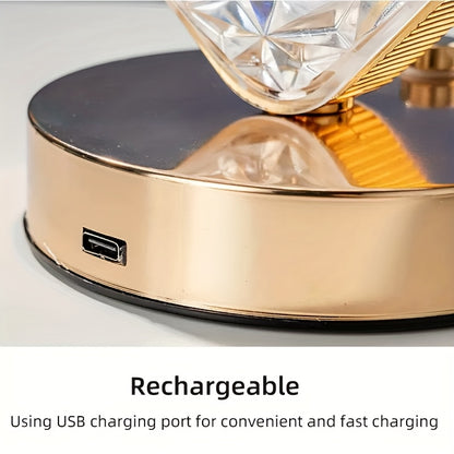 Crystal Touch Table Lamp Rechargeable – Moon & Star Dimmable LED Night Light with 3-Color Modes for Bedroom, Living Room & Christmas Decoration