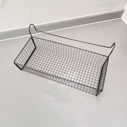 Cast Iron Door Back Hanging Basket - Black Woven Mesh Storage Rack, Sturdy Metal Frame And Safety Hanging Mechanism, Space-Saving Multi-Functional Shelf, Suitable for Dormitories, Bedrooms, Wardrobes - 11 Holiday Gifts, Shelf Basket, Shelf Baskets