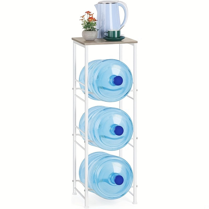 5 Gallon Water Bottle Jug Holder 3-Tier Water Bottle Holder Organizer With Top Shelf, Heavy Duty Water Dispenser Stand Rack For Kitchen Living Room Office, Brown, White, Black
