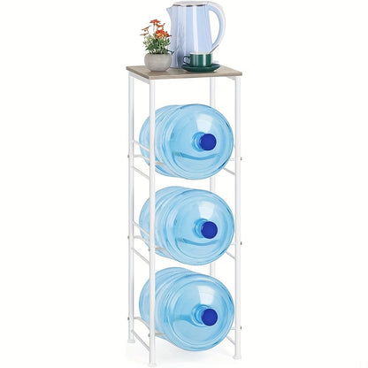 5 Gallon Water Bottle Jug Holder 3-Tier Water Bottle Holder Organizer With Top Shelf, Heavy Duty Water Dispenser Stand Rack For Kitchen Living Room Office, Brown, White, Black