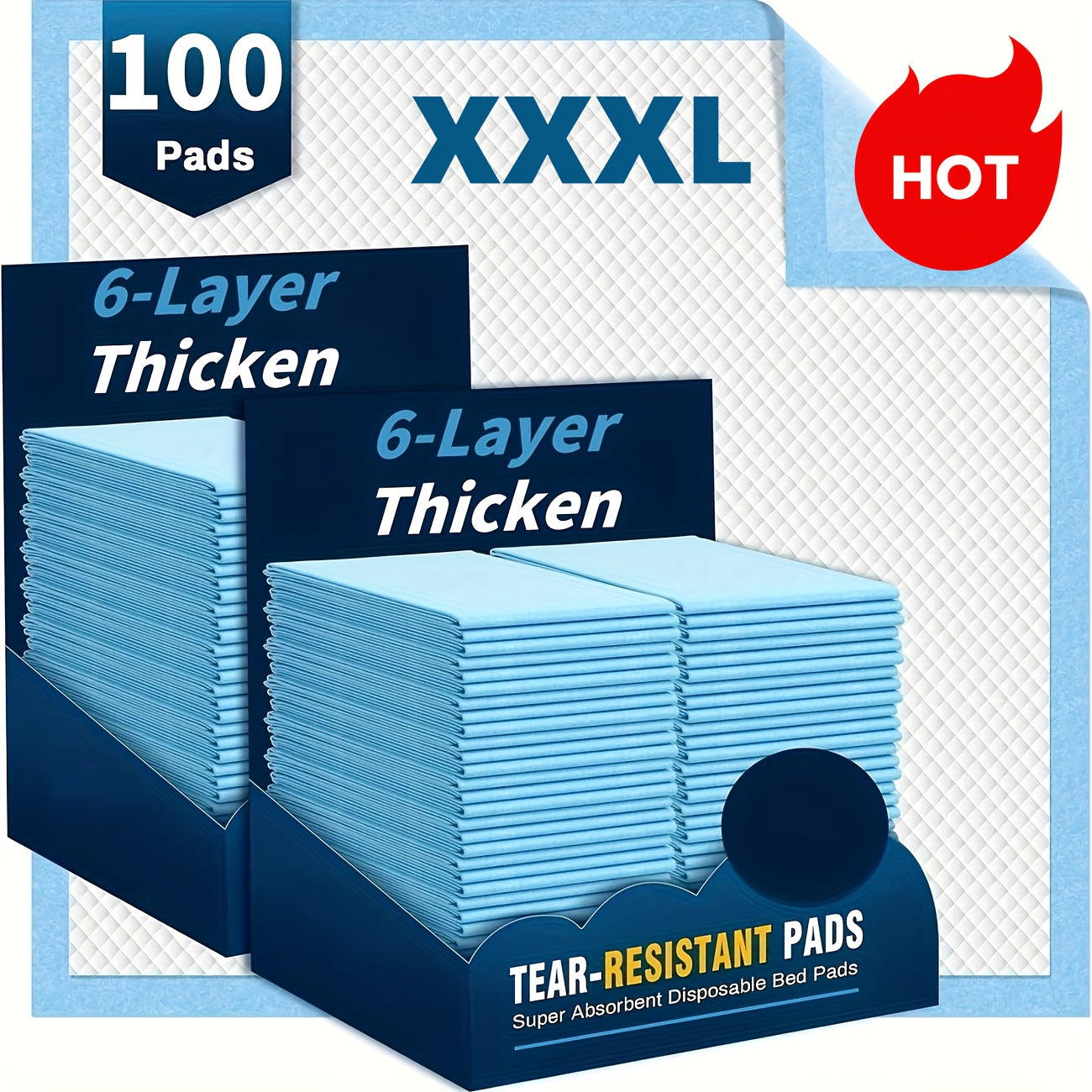 XXXL Extra Large Thickened Disposable AdultPad, Large Size (34*28/23.6*23.6inch)Absorbent And Leak-proof, Incontinence Mattress, Suitable For Elderly Care, Adult Sheets Anti-fouling, Pet Bowel Training Mat, 100pcs Value Package