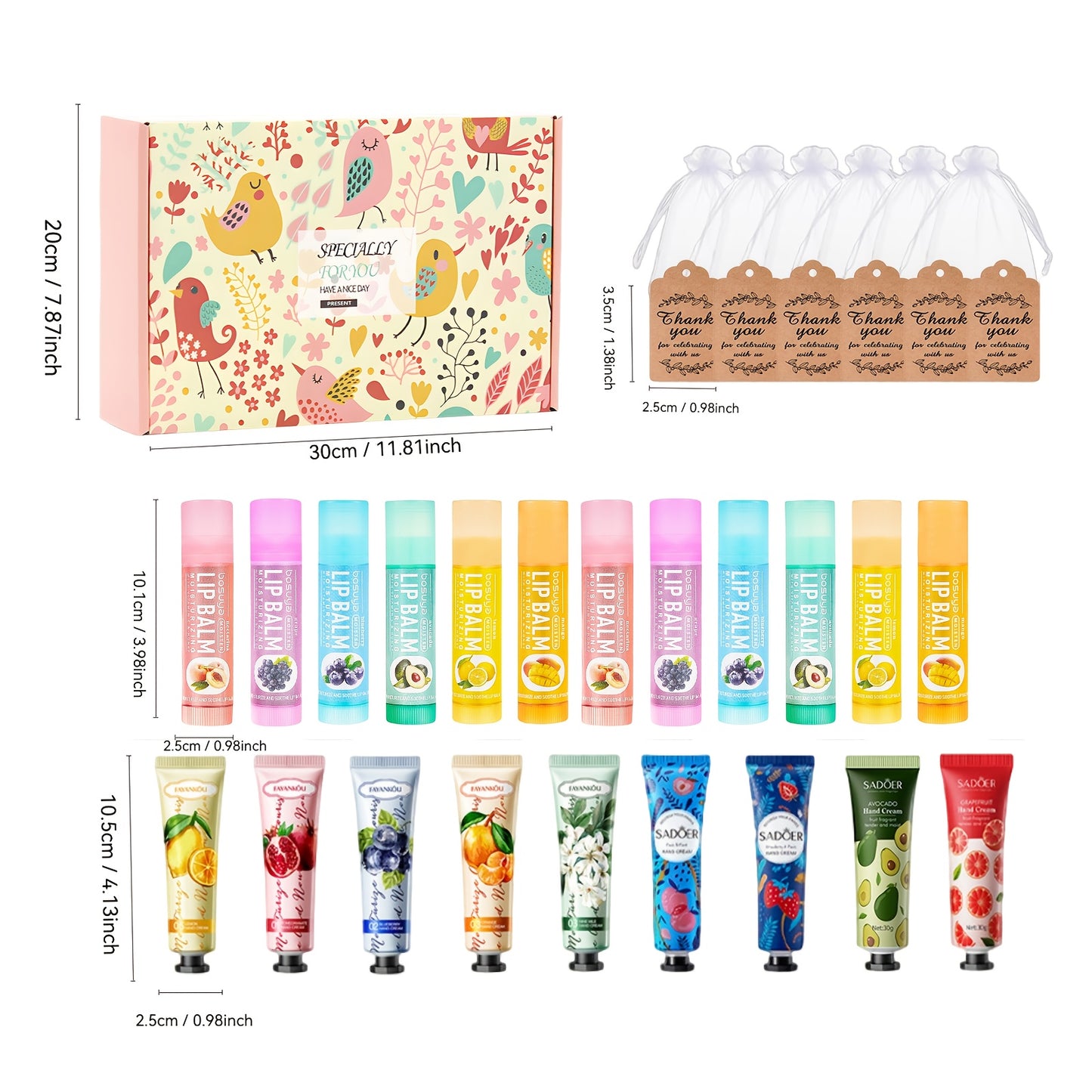 24pcs/box Bulk Gift Set Lip Balm Set And Hand Cream Set Smooth Skin Party Gifts Bride Wedding Gifts For Guests Company Team Building Gifts Distribution Thank You Gifts For Friends