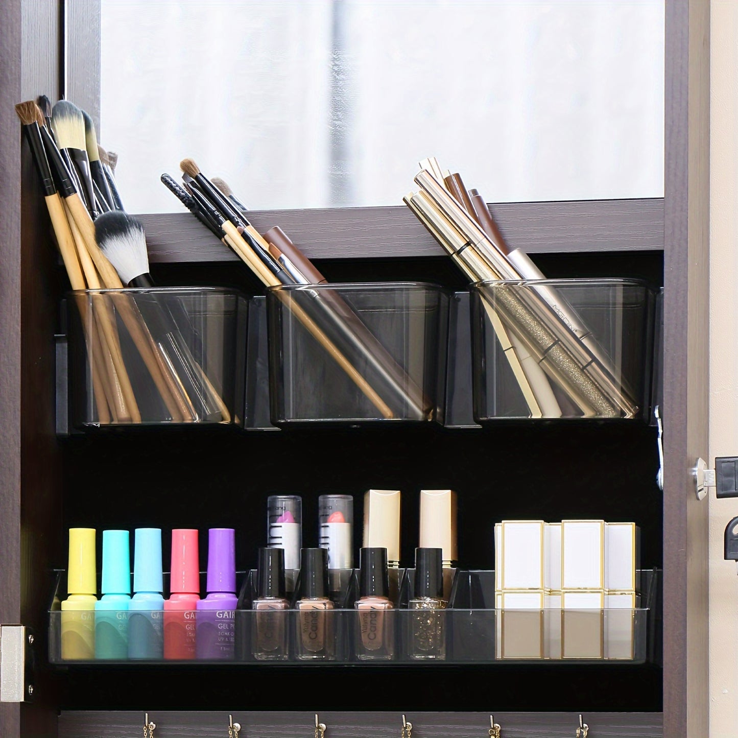 Full Length Mirror Jewelry Armoire Jewelry Cabinet - 2-in-1 Organizer For Makeup And Jewelry Lockable Storage Over The Door Mirror With Jewelry Storage Baskets, Bins & Containers