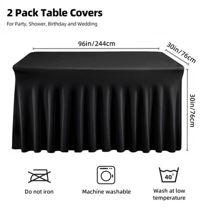 1pc/2pcs/4pcs Table Skirts, 4Ft/6Ft Table Cloth, Black/White Table Cloth Rectangle, for Rectangle Tables, Table Skirts for Rectangle Tables, Tulle Table Skirt, for Birthday, Graduation Ceremonies, Family Dinners, And Christmas