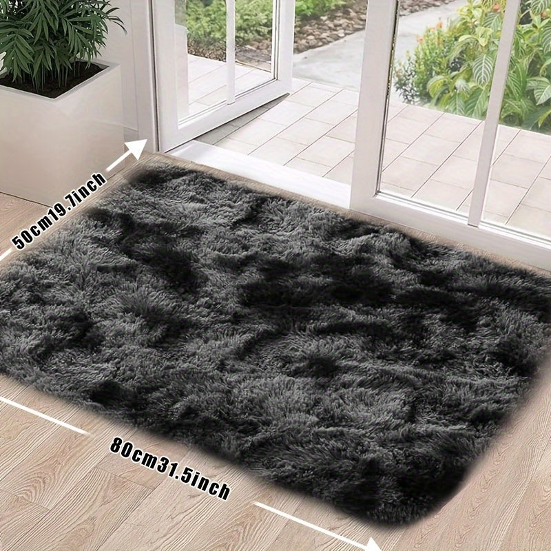 1pc Cozy Tie-Dye Plush Mat – Soft, Absorbent, Non-Slip,, Perfect for Living Room & Bedroom Décor, Modern Luxury Home Accent, Machine Washable Polyester Material, Rugs for Living Room
