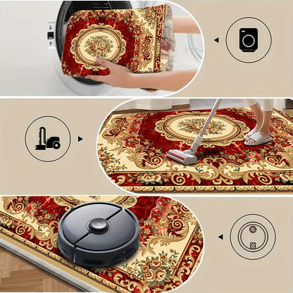 One Piece of Red Imitation Cashmere Rug That Is Anti-Slip And Washable, Suitable for Home Decoration in The Living Room, Bedroom, Dining Area, for home Office, Basement, And Outdoor Camping