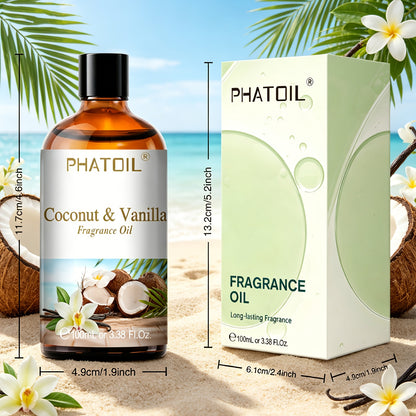 PHATOIL 1pc 100Ml/3.38Fl.Oz Coconut & Vanilla Fragrance Oils for Diffusers Humidifier Candle Making