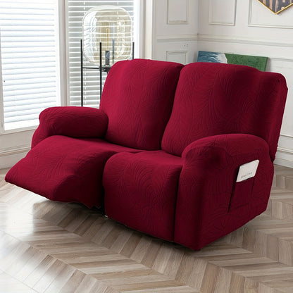 1/2/3/ Seat Plus Center Control Recliner Sofa Cover, Winter Insulation, Furniture Decoration, High Stretch Big Leaves Jacquard Sofa Recliner Cover, Soft And Washable, Loveseat Recliner Cover with Console, Home Decoration, Mother'S Day Gifts