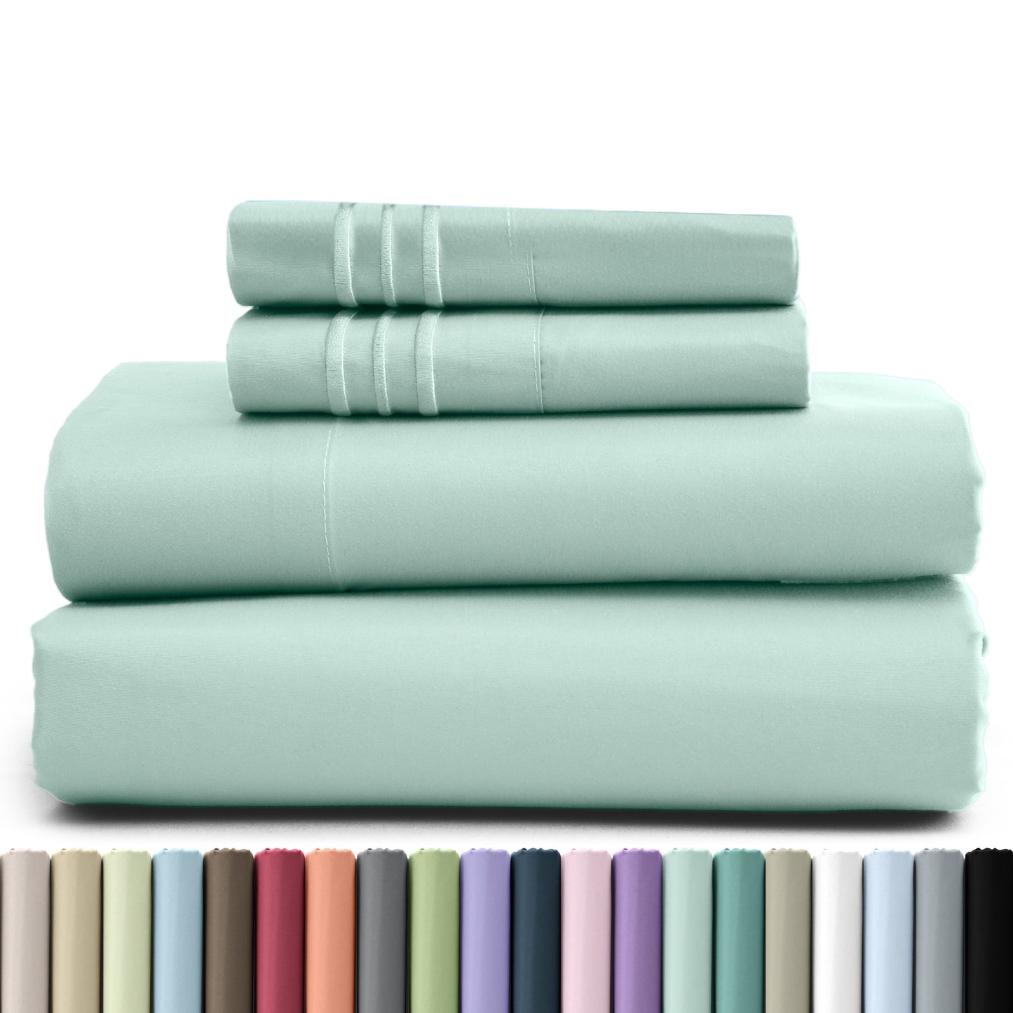Hannah Bedding 4 Pieces Solid Colors Bed Sheets - 1800 Series Brushed Sheet Set With Pillowcases, Deep Pocket Bedding Set For Ultimate Comfort - Lightweight And Breathable Cooling Sheet Set - 16 Inches Deep Pocket
