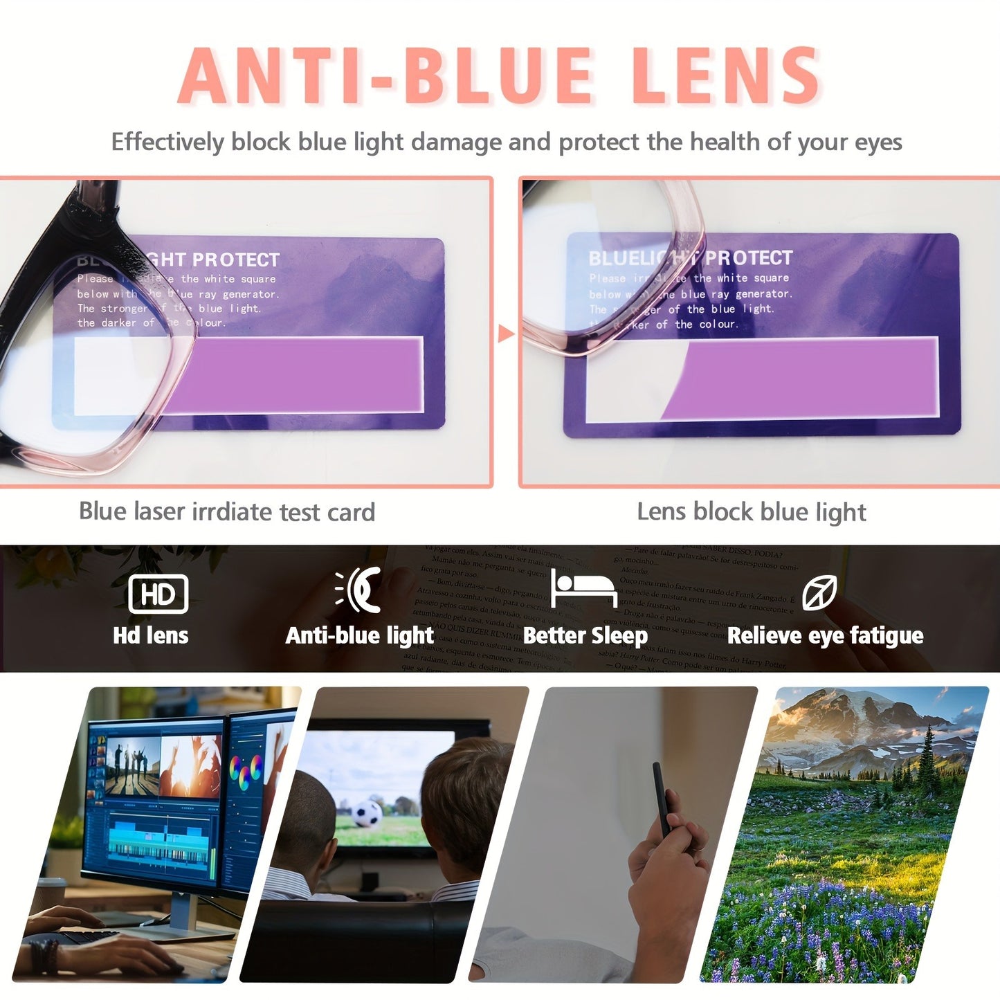 Blue Light Blocking Reading Glasses 3 Pack - Anti Blue Light Computer Readers for Women and Men, Square Spring Hinge Frames with Eyeglass Cloths and Bags, Multiple Magnifications