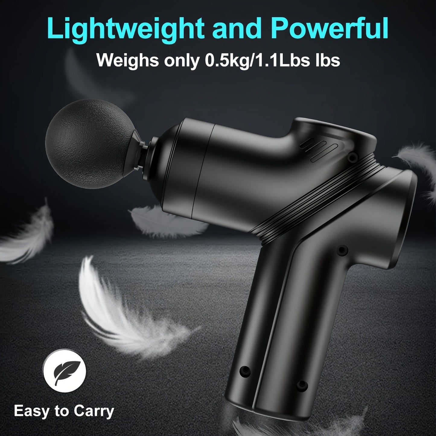 Massage Gun Deep Tissue Percussion Massager – Portable Handheld Electric Body Massager with 4/8 Heads & 6 Speed Settings for Muscle Relaxation & Post-Workout Recovery
