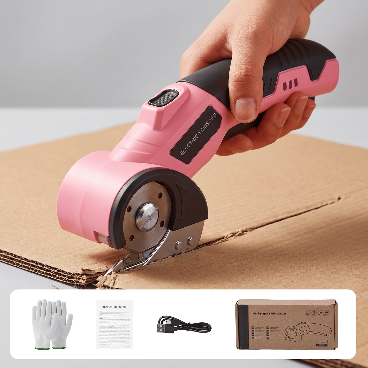 Rechargeable Electric Scissors, Cordless Trimmer for Carpet, Leather, Cardboard & Fabric. Features USB-C Charging & Battery Indicator. Perfect for Sewing, Crafting & A Great Gift for Christmas, Thanksgiving & Halloween.
