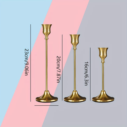 30pcs/48pcs Copper Plated Candlestick Holders, Retro Style Minimalist Dining Tables Center Decoration, Suitable for Celebrations, Birthdays, Weddings And Christmas, Parties, Dining Tables, Fireplace Decoration Candle Holders