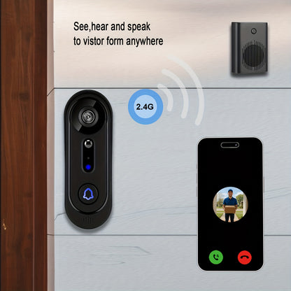 Doorbell Camera Wireless 1080P, Alert, Night Vision, Motion Detection, Indoor Chime, Two Way Audio, Battery Power, Only 2.4Ghz, Cloud Storage