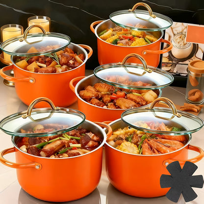 [Non-stick Cookware Set] Stainless Steel Cookware Set, 13/11/1pc Non-stick Cookware Set, Non-toxic, Dishwasher And Oven Safe, Suitable for Frying, Boiling, And Stir-frying, Ideal for Kitchens And The Catering Industry -Kitchen Cookware Set