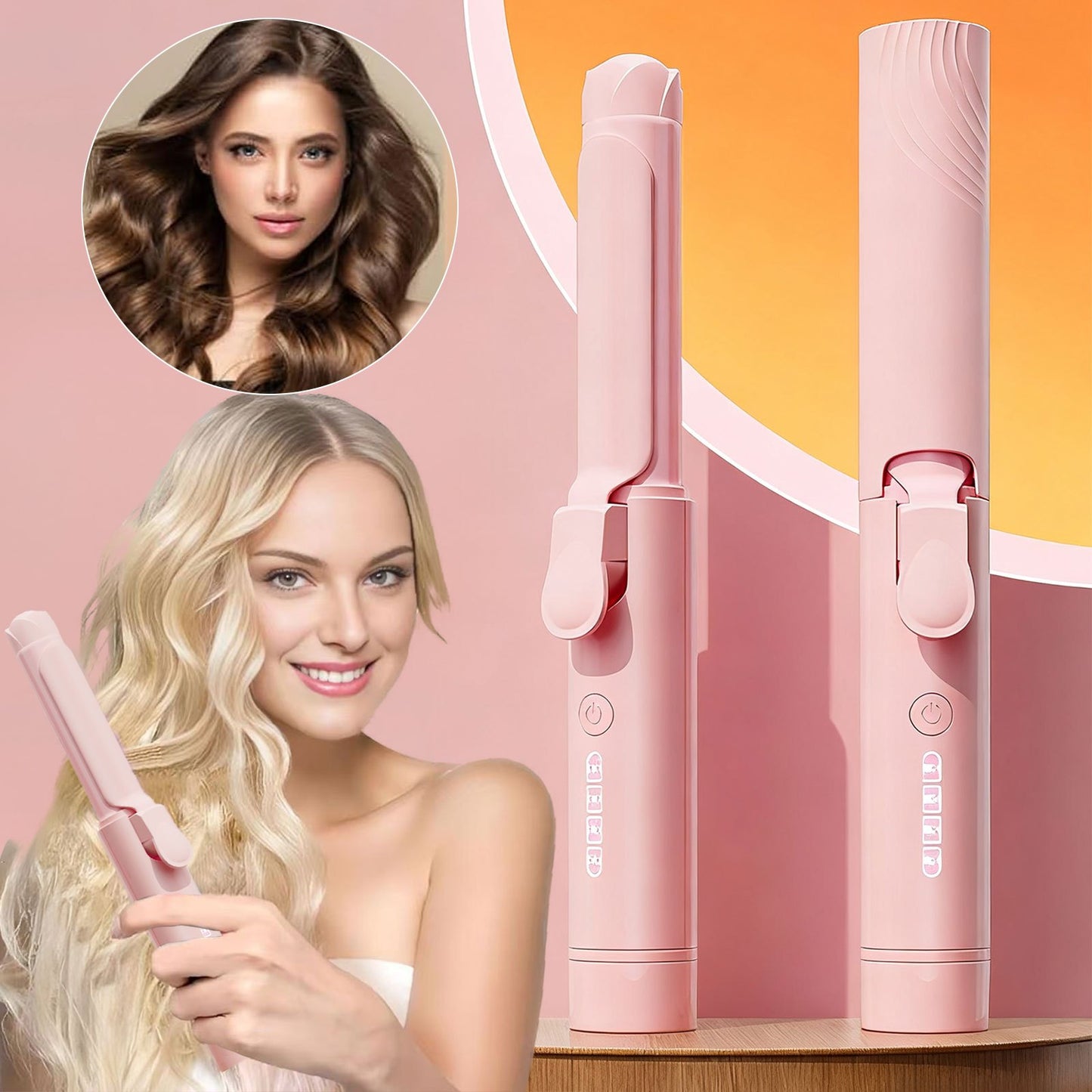 Portable Mini Cordless Curling Iron for Curling And Straightening, Ceramic Mini Hair Curler with 4 Adjustable Temperature, USB Rechargeable for Travel, Fashion Styling Tools, Mother'S Day Birthday Christmas Gift