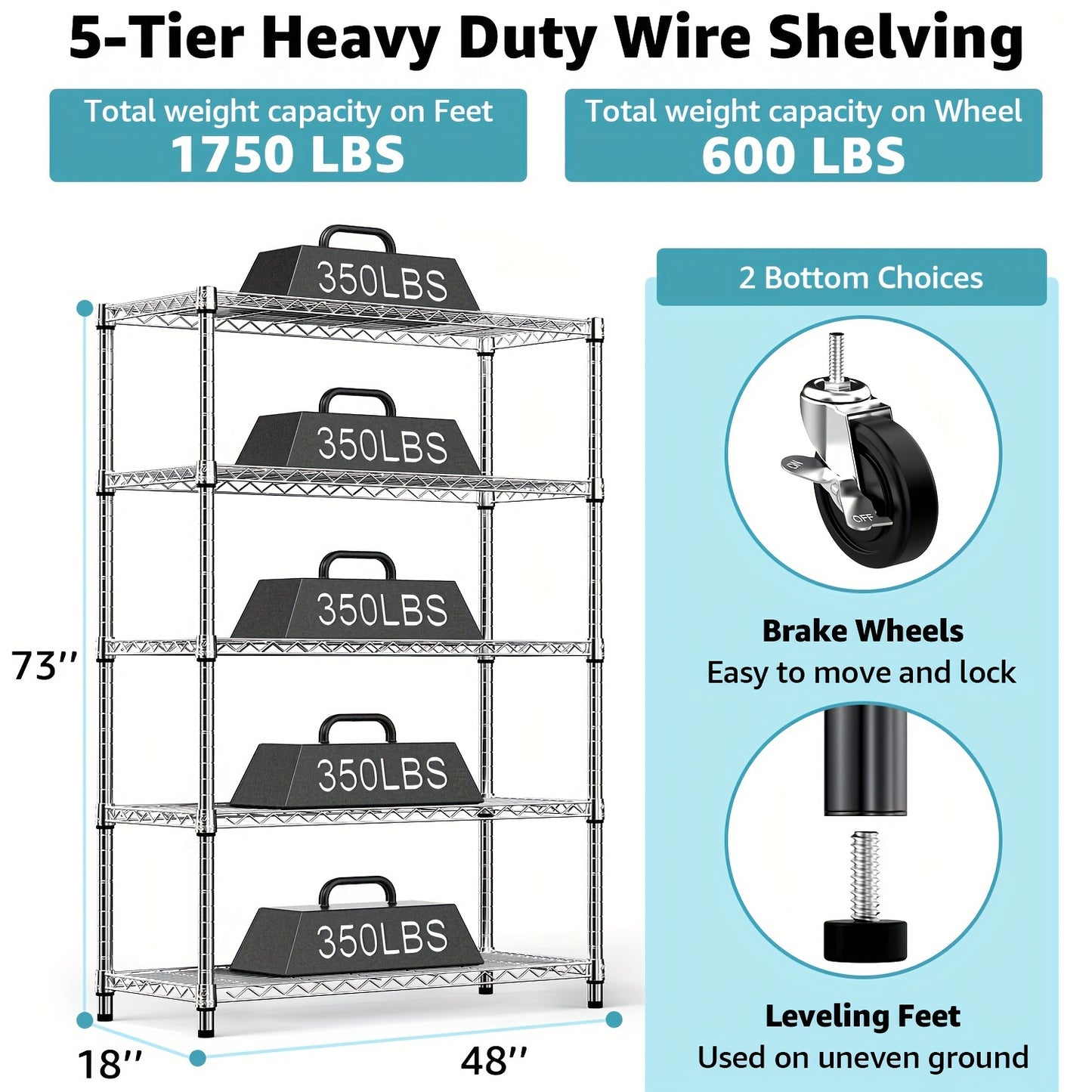 MZG Heavy-Duty Adjustable 5/4 Shelf Metal Storage Shelving Unit - Industrial Garage, Pantry, Kitchen, Workshop Organizer Tool-Free Assembly, Space-Saving Shelving Rack For Home, Commercial Use Open Shelf Design, Sturdy Construction, Utility Shelves