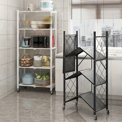 3/4/5-Tier Office Storage Rack, with Wheeled Multi-Layer Storage Shelves, Mobile Floor-Standing Multifunctional Miscellaneous Storage Rack, Foldable File Rack, Storage Supplies, Standing Shelf, Standing Shelf