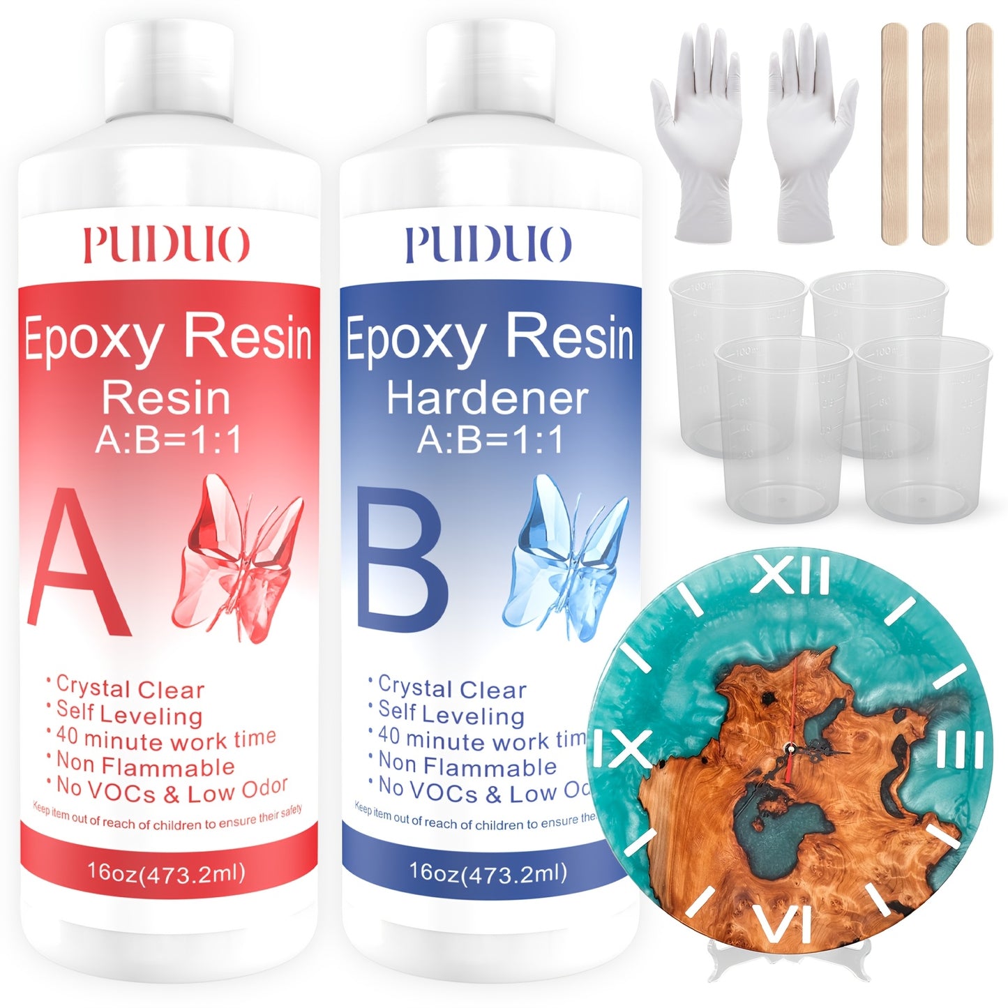 Epoxy Resin Kit Ultra Clear Bubble-Free Self-Leveling – 2-Part Casting & Coating Resin for River Tables Countertops Crafts, Yellowing-Resistant Fast Cure Formula