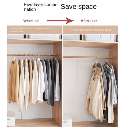 2pcs Heavy Duty Space Saving Hangers-5-In-1 Multi-Layer Metal Band Non-Slip Foam Mats, Suitable for Coats, Sweaters, Suits And T-Shirts