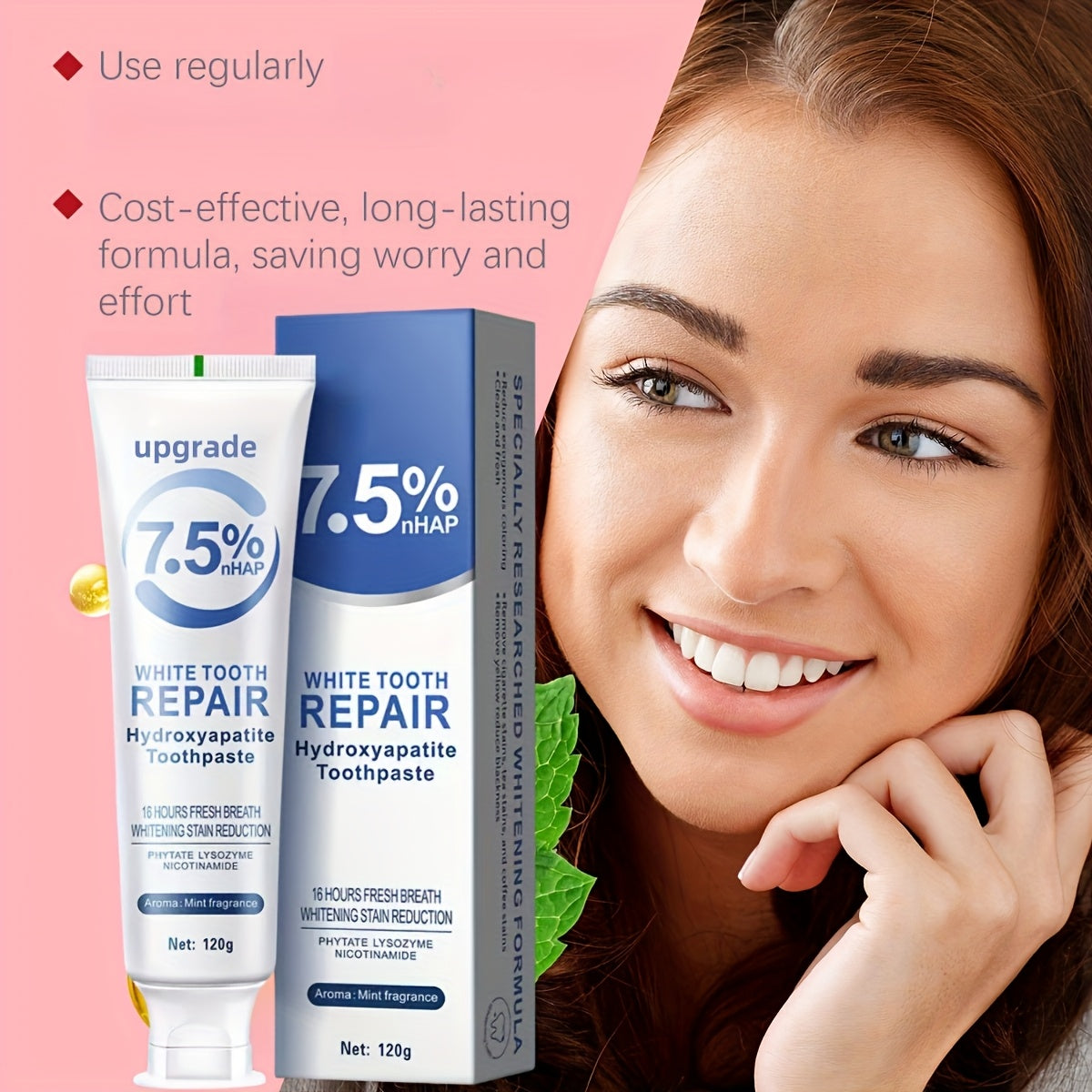 3pcs Of Hydroxyapatite Toothpaste, 7.5% Nano Toothpaste, Comes with A Toothbrush, Whitens Teeth, Freshens Breath, Ideal Gift for Women, Suitable for Home And Travel Use, Oral Care, Local Warehouse