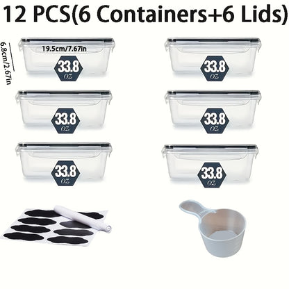 12/24/48pcs Food Storage Containers Set Kitchen Organizers Meal Prep Container Airtight, BPA-Free Reusable Snack Lunch Containers, Easy-Snap Lids, Plastic Snapware(6/12/24 Containers+6/12/24 Lids) Pantry Kitchen Organization with Labels And Marker