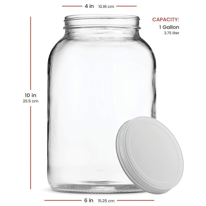 1 Gallon Wide Mouth Sealed Glass Jar - Large Glass Jar for Fermentation, Pickling, Canning, Water Glass Eggs, Flour, And Food Storage (2pcs)