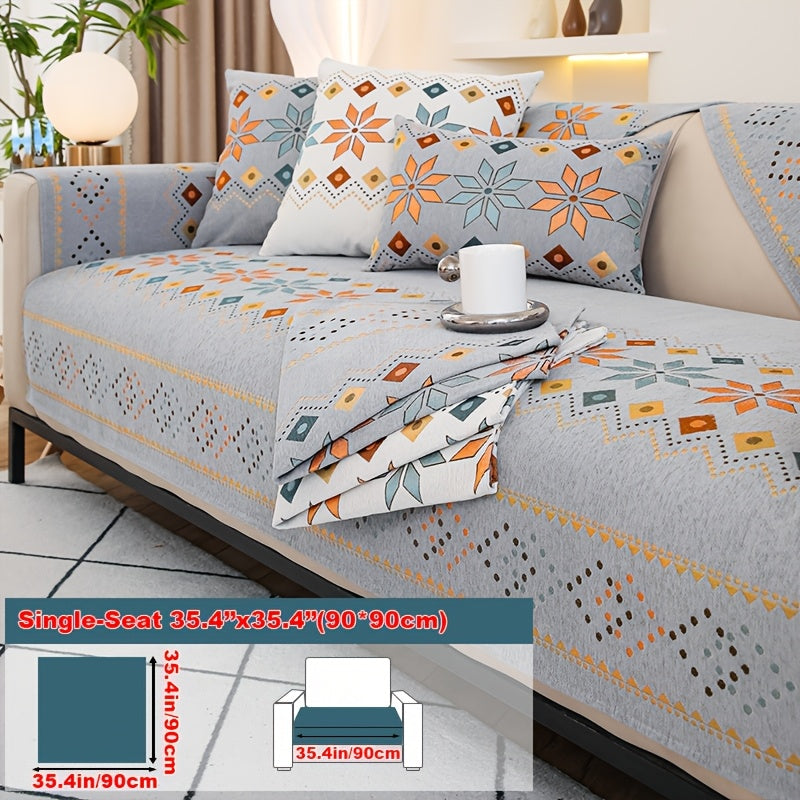 1pc of Bohemian-Style Sofa Mat Suitable for Any Season, Featuring a Easy And Modern Design, Pet-Friendly Materials, And Resistance to Slipping And Scratching, Serving As a Protective Cover for Home Decor