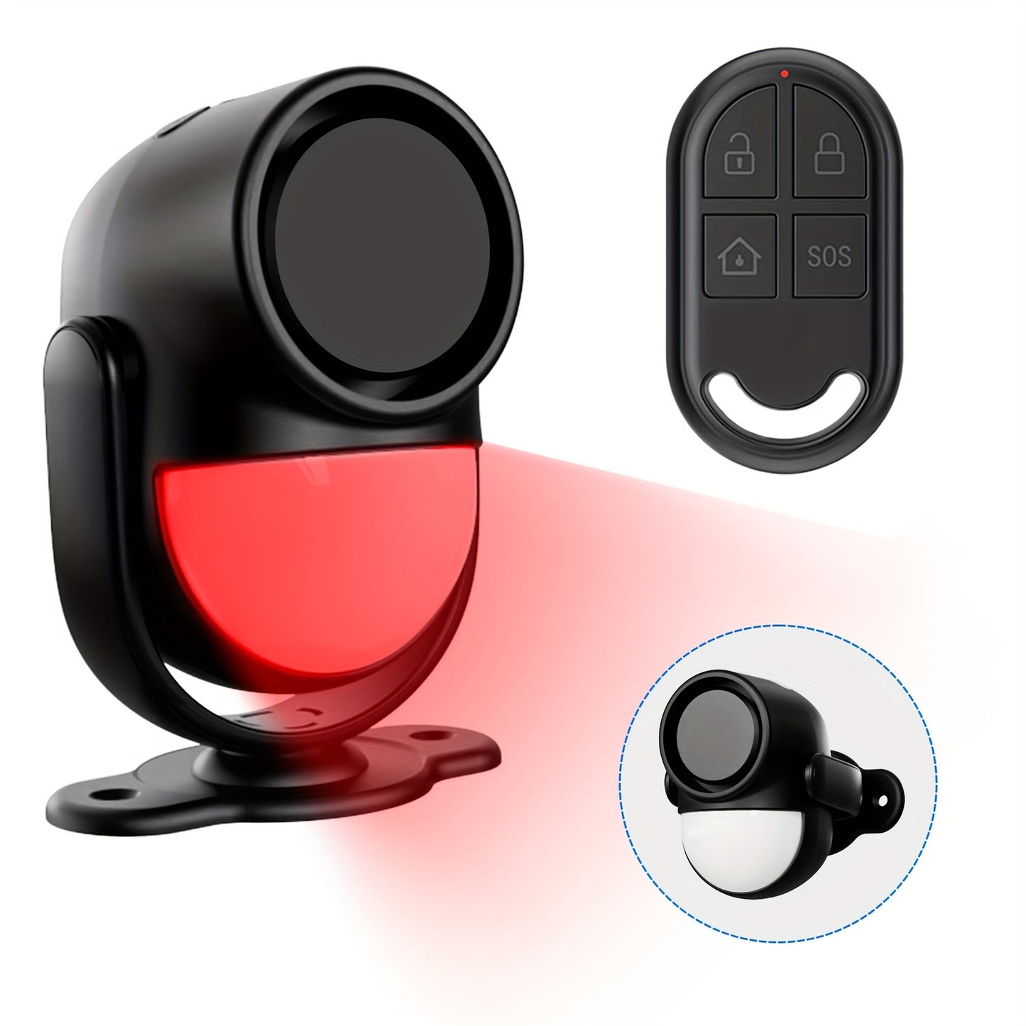 PANACARE 125Db Loud Motion Sensor Alarm Indoor Wireless Infrared Security Motion Detector with Siren Light/Remote Control/3 X AA Battery for Home/Shed/Garage