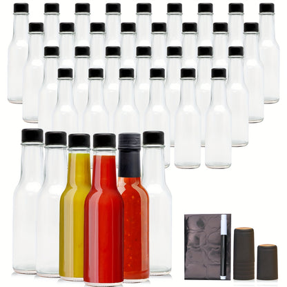 12/16/24/36pcs with Lid 5oz Hot Sauce Bottle, Blueberry Sauce, Sealed Inner Cover, Salad Dressing Bottle, Tomato Sauce Bottle, Fruit Vinegar Bottle, for Kitchen Organizers And Storage.Local Warehous