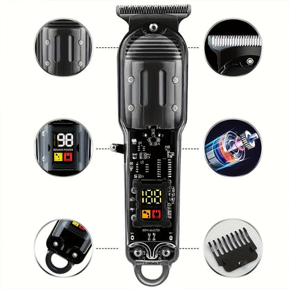 Professional Men's Grooming&Shaving Kit, Red Balck Hair Clippers, Rechargeable T-Blade Trimmer with LCD Display, USB Rechargeable, 4 Guide Combs, Trimmer And Shaver, with Cleaning Brushes, Perfect for Home & Barber Use, Gift for Men, Father Days Gift
