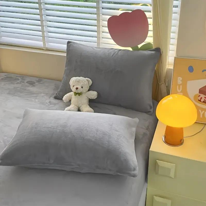 Double-Sided Velvet Sheet Set – Soft Warm Milk Velvet & Suede Fitted Sheet with Pillowcases All Seasons Twin Full Queen King