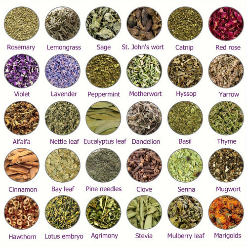 Gift for Her/Him 30 Packs Different Dried Herbs for Wicca, Pagan And Wiccan Rituals, Altar Supplies, Magic Spells, with Metal Spoon - Witchcraft Supplies Herbs Kit for Witch Beginners, for Halloween
