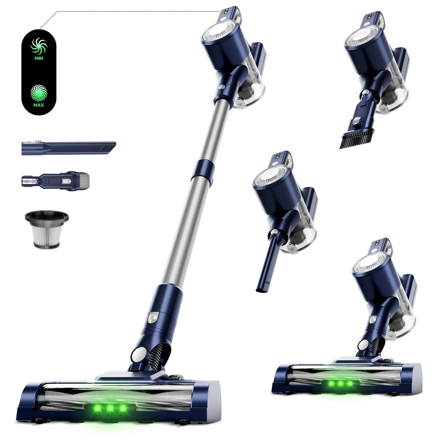 Vacuum Cleaner, 51-68KPa Vertical Vacuum Cleaner, Three-speed Adjustment, 45 Minutes Of Life, Detachable, LED Floor Brush, Lightweight Handheld Vacuum Cleaner, Suitable For Pet Hair/carpet/floor.