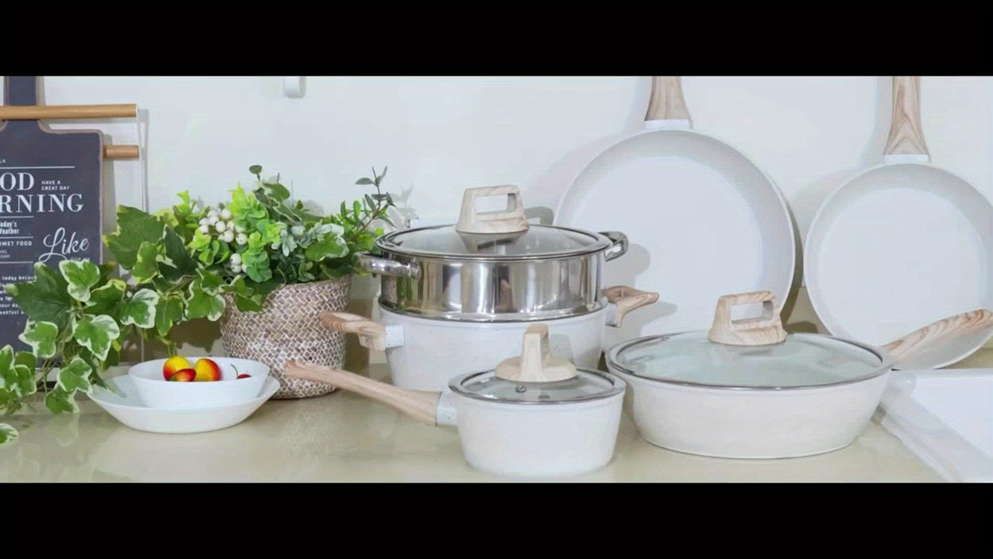 Non-stick Cookware, Non-stick Electric Stove Cookware, Granite Cooking Tools, IncludingFrying Pans, Pans, Pot Pads, Essential Kitchen Cookware, Gifts for Family And Friends, Christmas Gifts