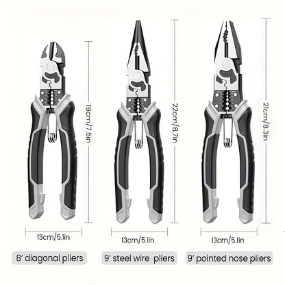 3pcs Pliers Set Diagonal Pliers Needle Nose Pliers Wire Cutter Multifunctional Electrician Hand Tools Heavy Duty Hardware Tool Kit