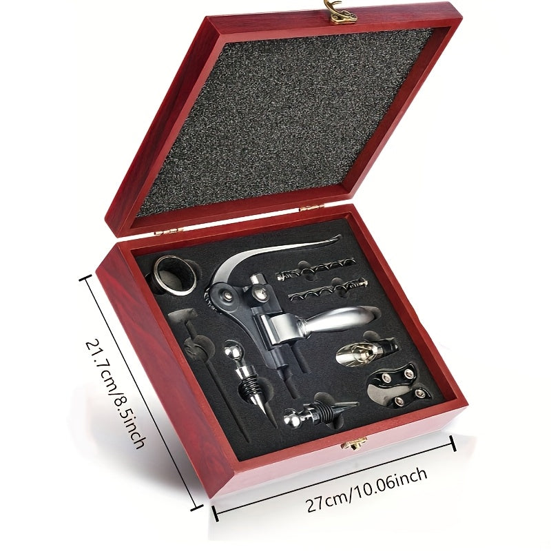 Wildpark Valentine'S Day Gift 10pcs Stainless Steel Wine Opener Kit Bottle Opener Gift Set Beer/Wine Accessories Set Wood Case