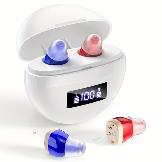 Rechargeable Hearing Aids for Seniors Invisible In Ear Digital Hearing Amplifier with Noise Cancelling Charging Case 20 Hour Battery for Mild to Moderate Hearing Loss Adults