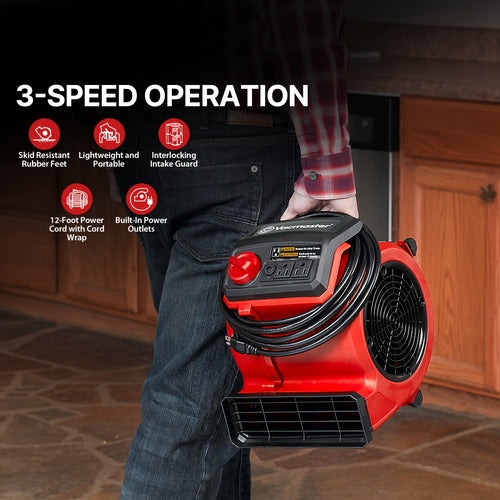 550 CFM Portable Air Mover Floor And Carpet Dryer for Drying And Cooling