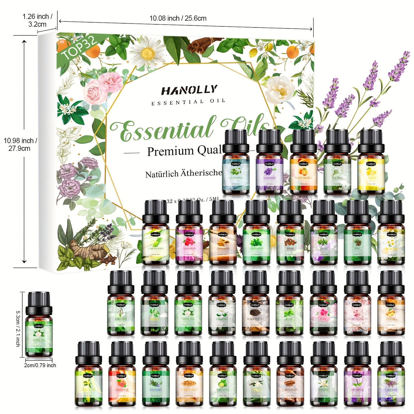 Essential Oils Set 12 26 32 48 Pcs Aromatherapy Gift Kit Lavender Eucalyptus Tea Tree Peppermint for Diffuser Humidifier Candle Soap Making Birthday Holiday Gift
