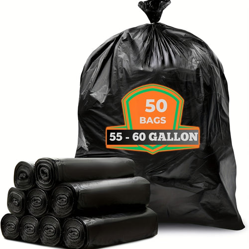 65 Gallon Plus Thickened Heavy Duty Garbage Bag, Tear Resistant, High Quality 25/ 50 Pack Black Garbage Bag, Suitable for Yard Garbage Storage, Garbage Disposal, Outdoor Camping Garbage Collection