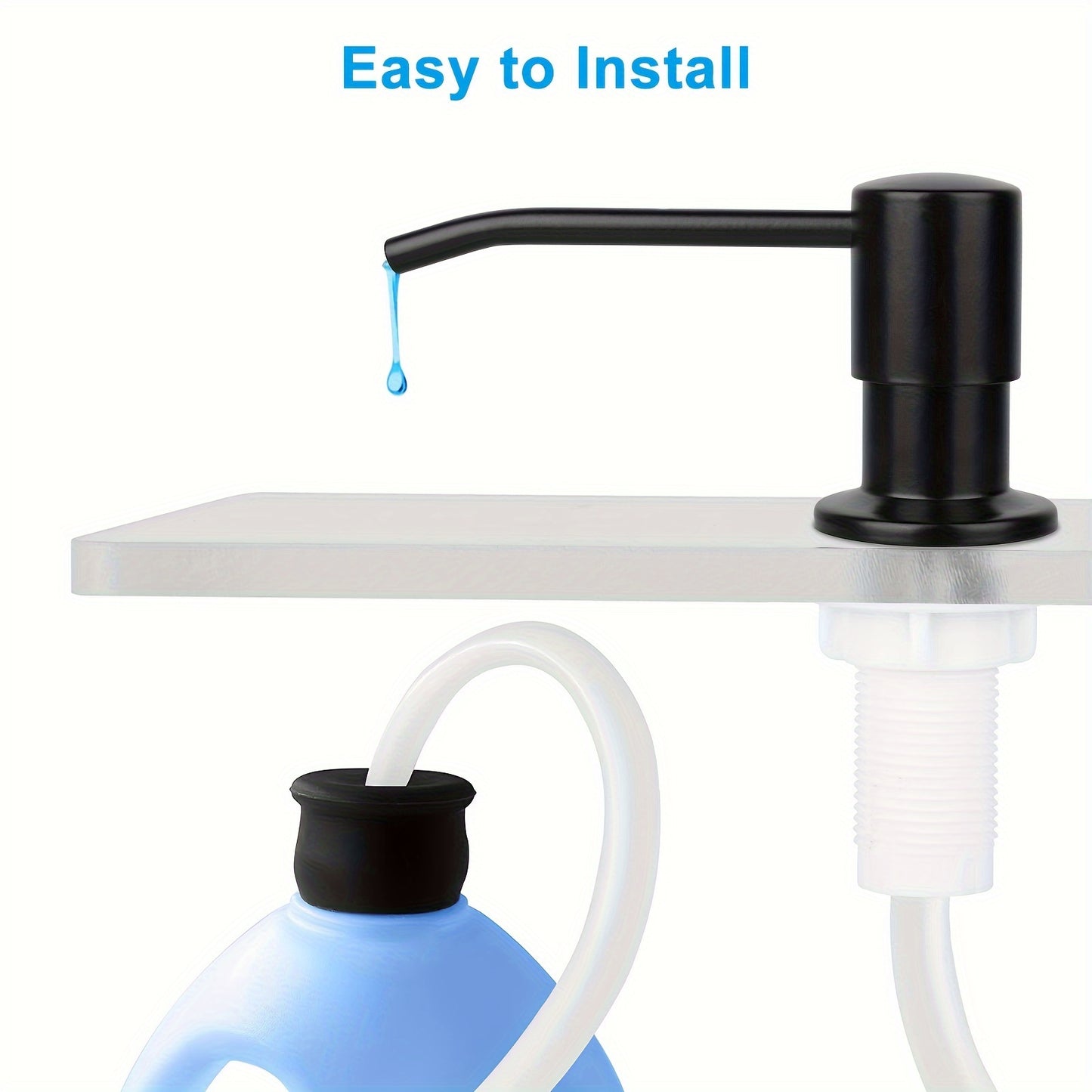 Stainless Steel Soap Dispenser for Kitchen Sink, with Extension Tube Kit 47", Easy Press Hand Sanitizer Pump for Household