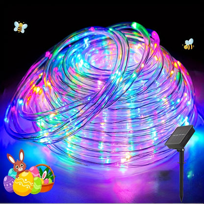 Christmas Lights Solar Rope Lights Outdoor 33FT 100LED Ip65Waterproof Solar String Lights 8 Lighting Modes for Easter for party Garden Yard Home Wedding Valentine'S Day Car Camping Halloween Spring Tree Decoration(Rgb)