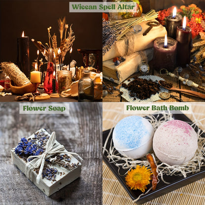 Gift for Her/Him 30 Packs Different Dried Herbs for Wicca, Pagan And Wiccan Rituals, Altar Supplies, Magic Spells, with Metal Spoon - Witchcraft Supplies Herbs Kit for Witch Beginners, for Halloween