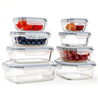 8 glass bowls + 8 lids grey