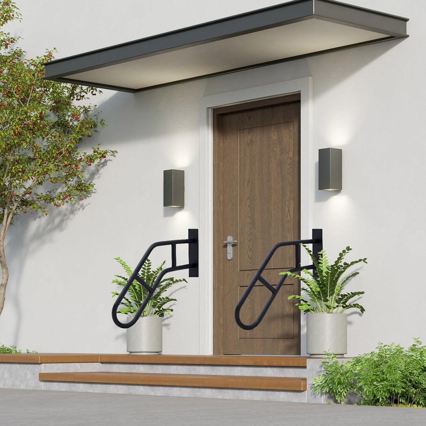 Handrails For Outdoor Steps Anti-slip Handrails For 1-3 Steps U-Shaped Handrails For Porch, Garden, Yard Stairs Wall Mounted Handrail For The Elderly, Kids, Disabled, Pregnan