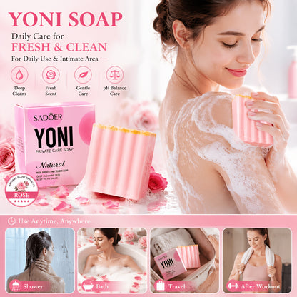 2pcs/4pcs SADOER Rose Private Pink Cleansing Soap, Rich In Rose Essence, Built-in Bubble Net, Rich Foam, Special Soap for Women, Ideal for Autumn And Winter Cleaning And Moisturizing,, for Woman Balance