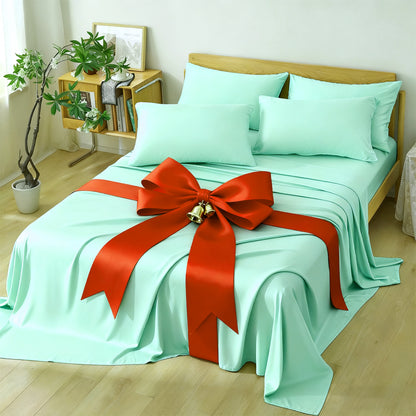 Luxury Bamboo Bed Sheet Set, Premium Bamboo Sheets Ultra Soft Queen Bed Sheet Breathable Bed Sheets Queen Set, 100% Viscose Derived From Bamboo, 5 Star Hotel Experience Bed Sheets Sets Up to 16" Deepth Bedding for Hot Sleepers Kids Bedding