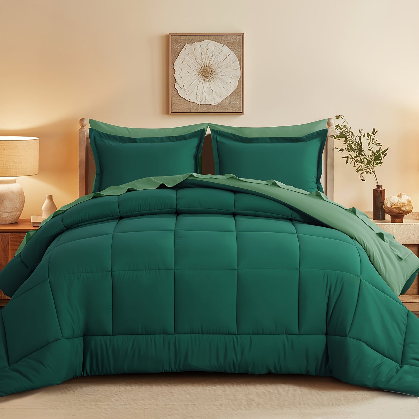 7pcs Comforter Set-Luxury Soft Fluffy Bedding With 1 Comforter, 1 Fitted Sheet, 1 Flat Sheet, And 4 Pillowcases & Pillow Cover-All Season Quilte Set Queen, Hypoallergenic, Breathable, Easy Care, Valentine'S Day Bed In A Bag, Gifts For Her