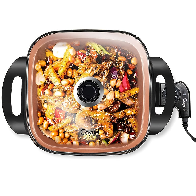 Caynel 12 X 12 Inch Nonstick Ceramic Electric Skillet with Glass Lid, Aluminum Body, 1400-Watts, Adjustable Temperature Controller Goes Up to 420 Degrees for Fry, Bake, Steam Or Simmer, Easy to Clean
